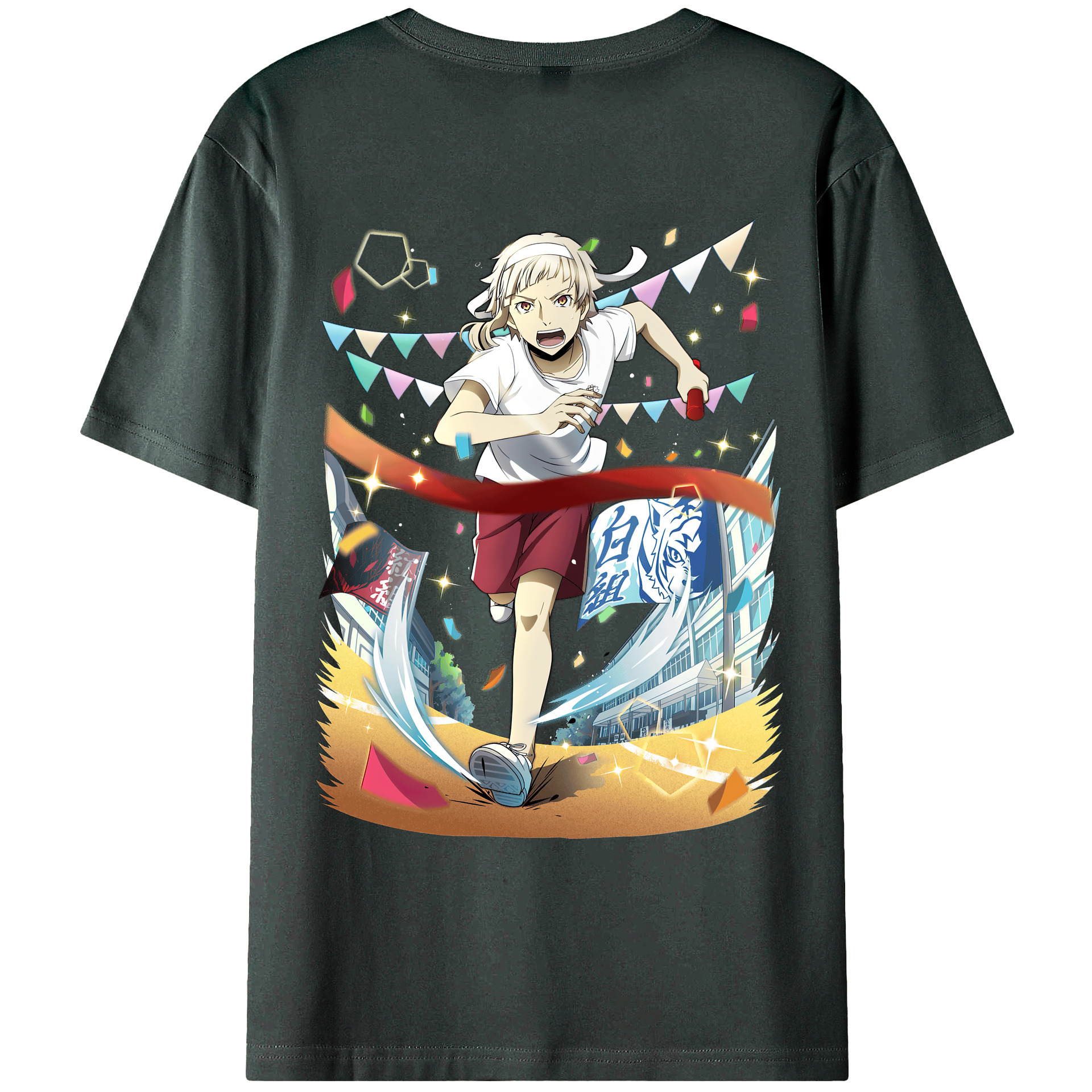 （画像用） 文豪ストレイドッグス Bungo Stray Dogs 綿100％ メンズ半袖Tシャツ（バックプリント） 通気性